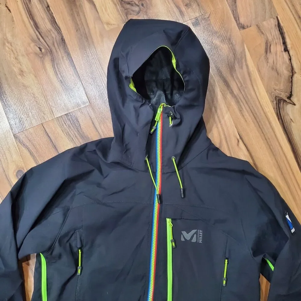 MILLET Jacket Mens Medium Black WINDSTOPPER Full-Zip Pockets Hooded Outdoor